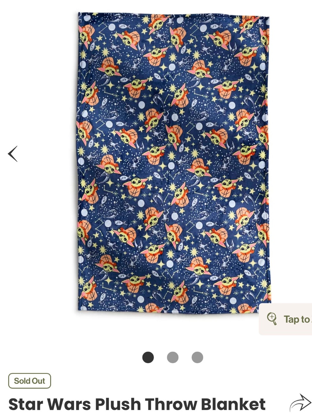 Brand New! Still in original package Star Wars Grogu Plush Throw Blanket